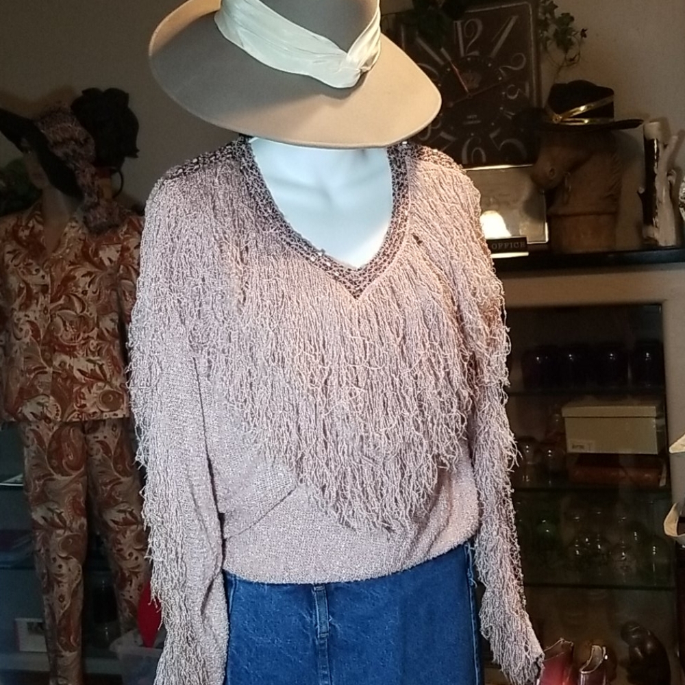 Boho Fringe Sweater in Nude/Blush from French Rag